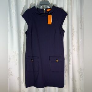 Cynthia Steffe Navy Sleeveless Shift Dress with Pocket Details